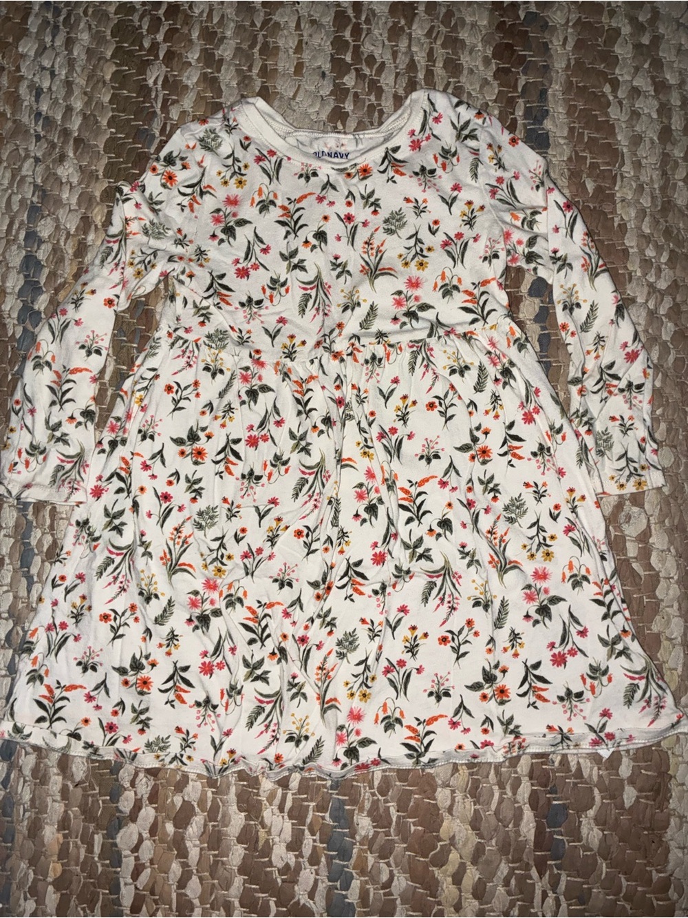 Old Navy Cream Floral Long-Sleeve Girls Dress